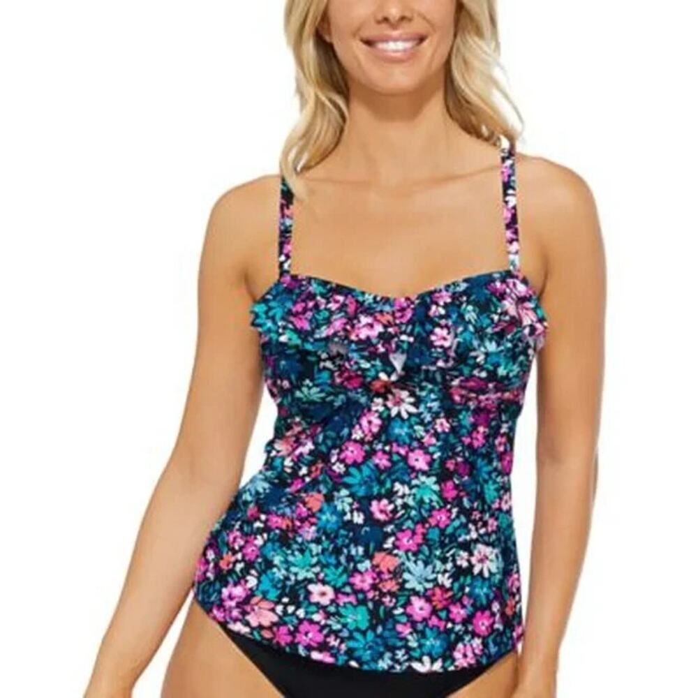 Women's Tahiti Bandini Tankini Top Bikini Siesta Key Floral 6 NWT